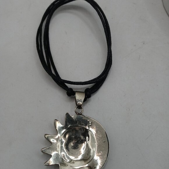 Peruvian Handmade Alpaca Natural Stone Sun Moon Wedding Pendant - Picture 6 of 7